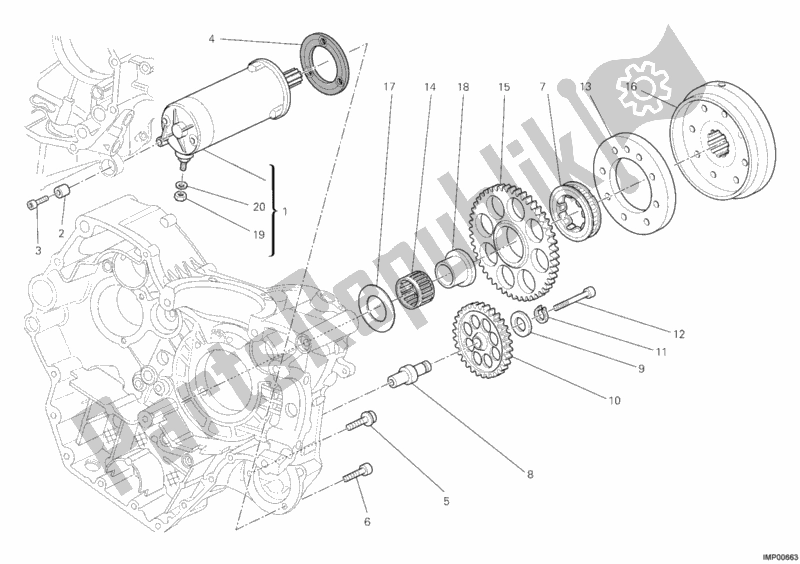 Toutes les pièces pour le Demarreur du Ducati Hypermotard 1100 EVO USA 2011